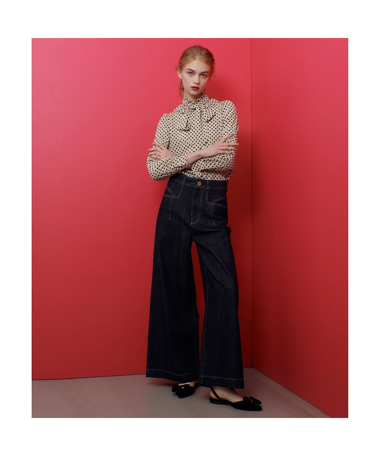 LOULOU WILLOUGHBY】◇デシンドットフリルボウタイ