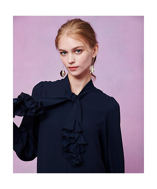 LOULOU WILLOUGHBY】ペタルフリルボウタイブラウス