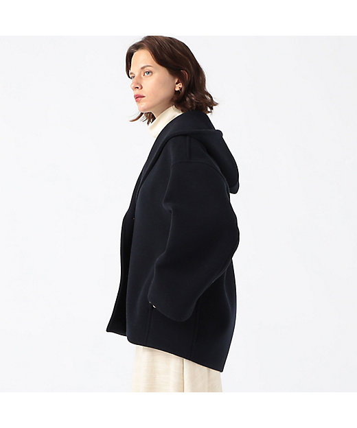 ウールダブルモッサ フーデッドショートコート | maison TOMORROWLAND