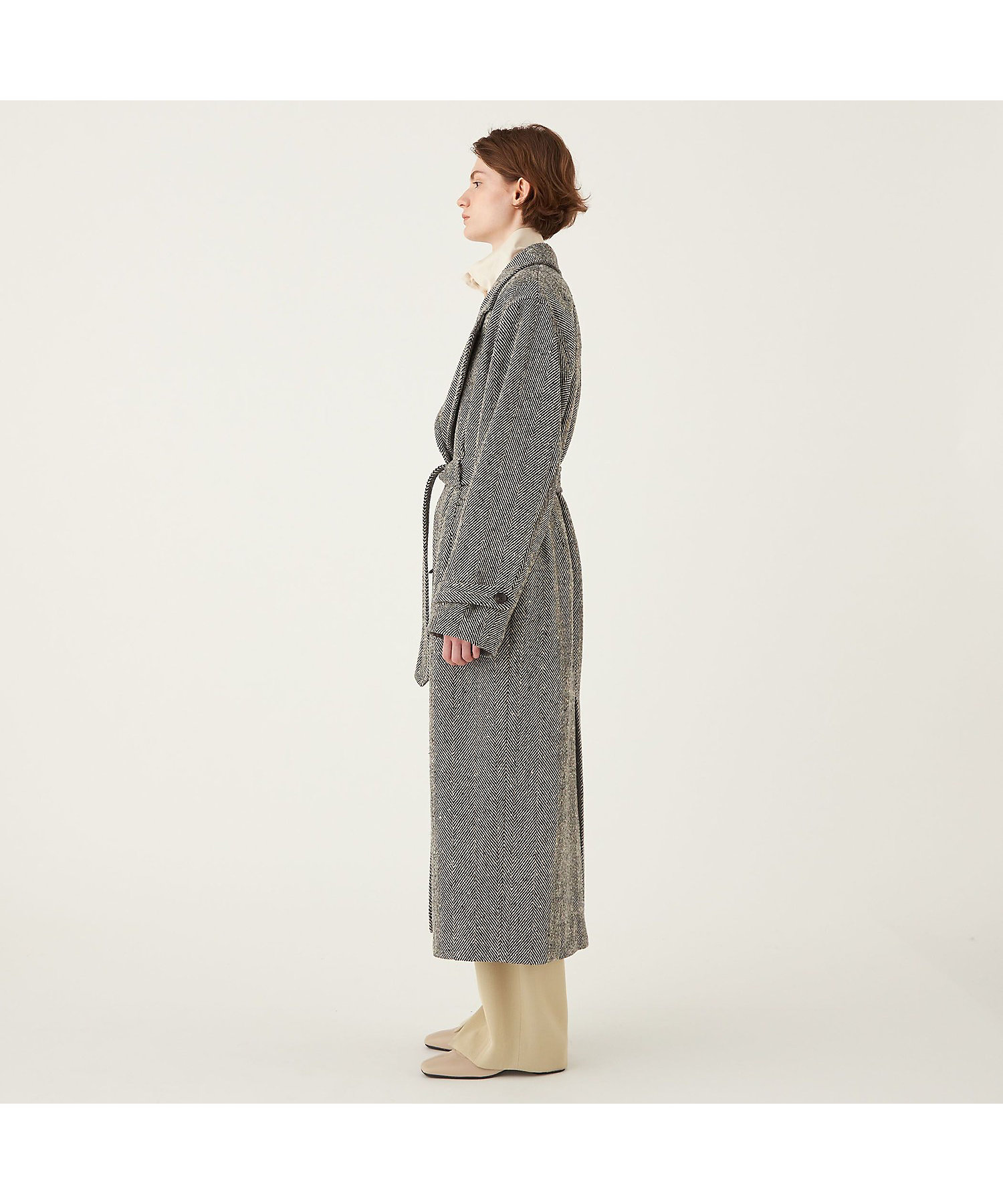 ヘリンボーンネップツイード トレントコート | maison TOMORROWLAND