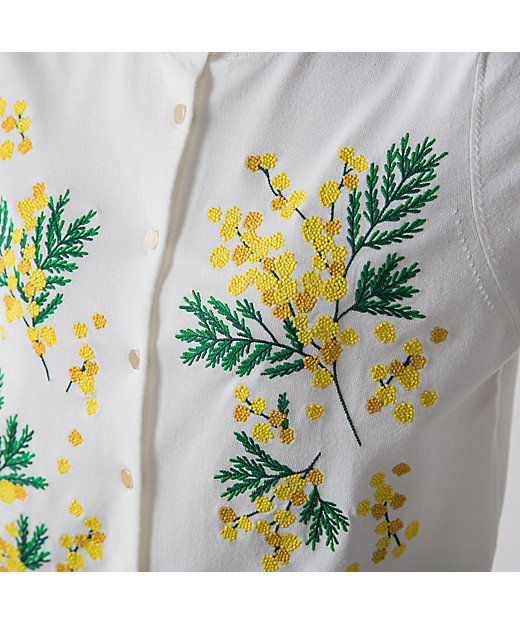 ミモザ刺繍カーディガン≪手洗い可能≫ | Viaggio Blu (Women