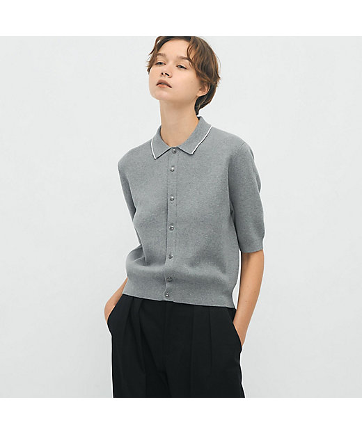 コットンカシミヤ パールポロカーディガン | CABaN/キャバン | 三越