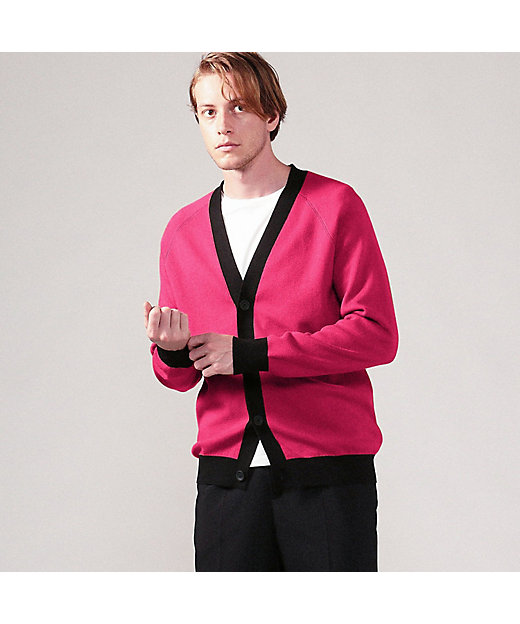 CABaN コットンカシミヤ バイカラーVネックカーディガン | CABaN