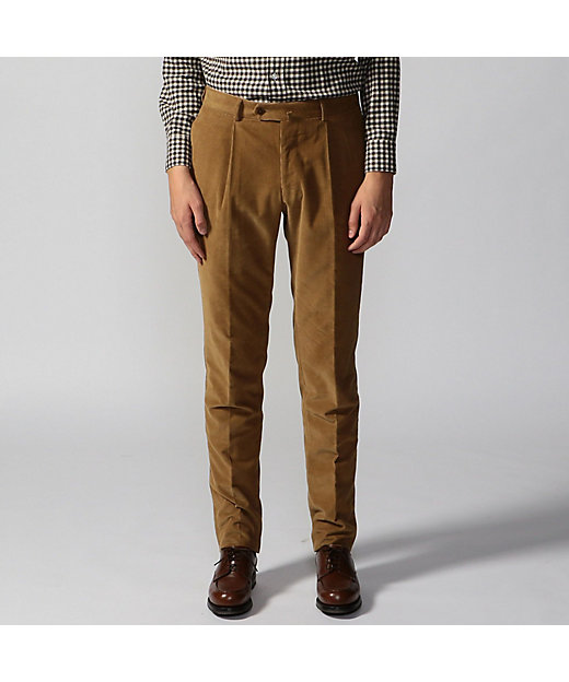 コットンコーデュロイ 1プリーツテーパードパンツ PONTOGLIO