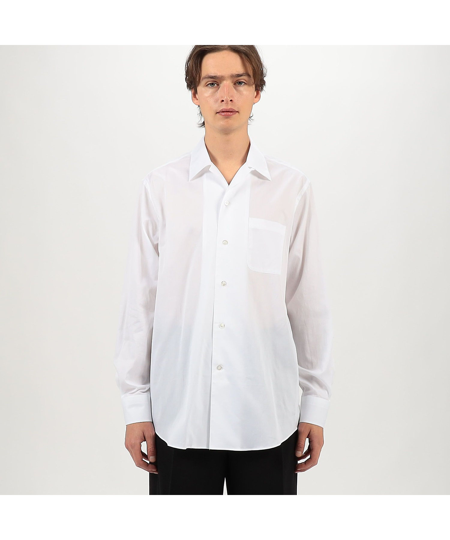 コットンピケ オープンカラー ロングスリーブシャツ CANCLINI