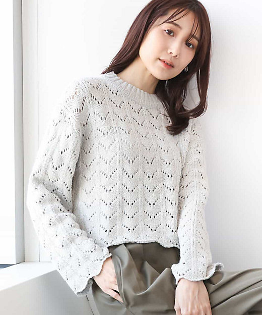 スパンコール透かし編みニット／洗える | MK MICHEL KLEIN (Women