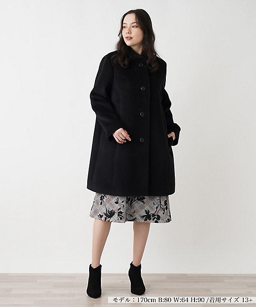 アルパカ混スタンドカラーコート | Leilian plus house (Women/大きい