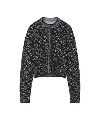 Floral Motif Glitter Knit Cardigan