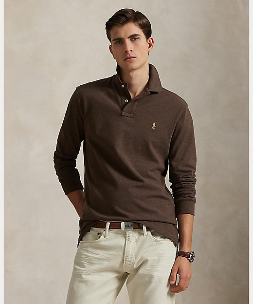 カスタム スリム ロングスリーブ ポロシャツ