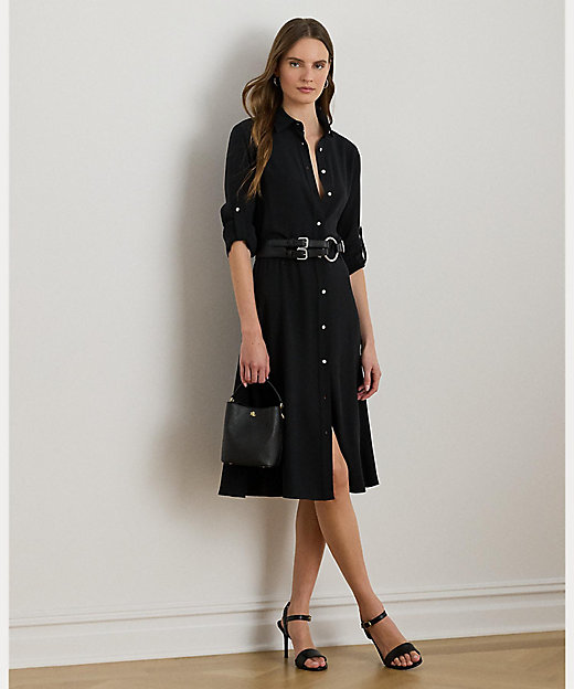 ダブルフェイスド ジョーゼット シャツドレス