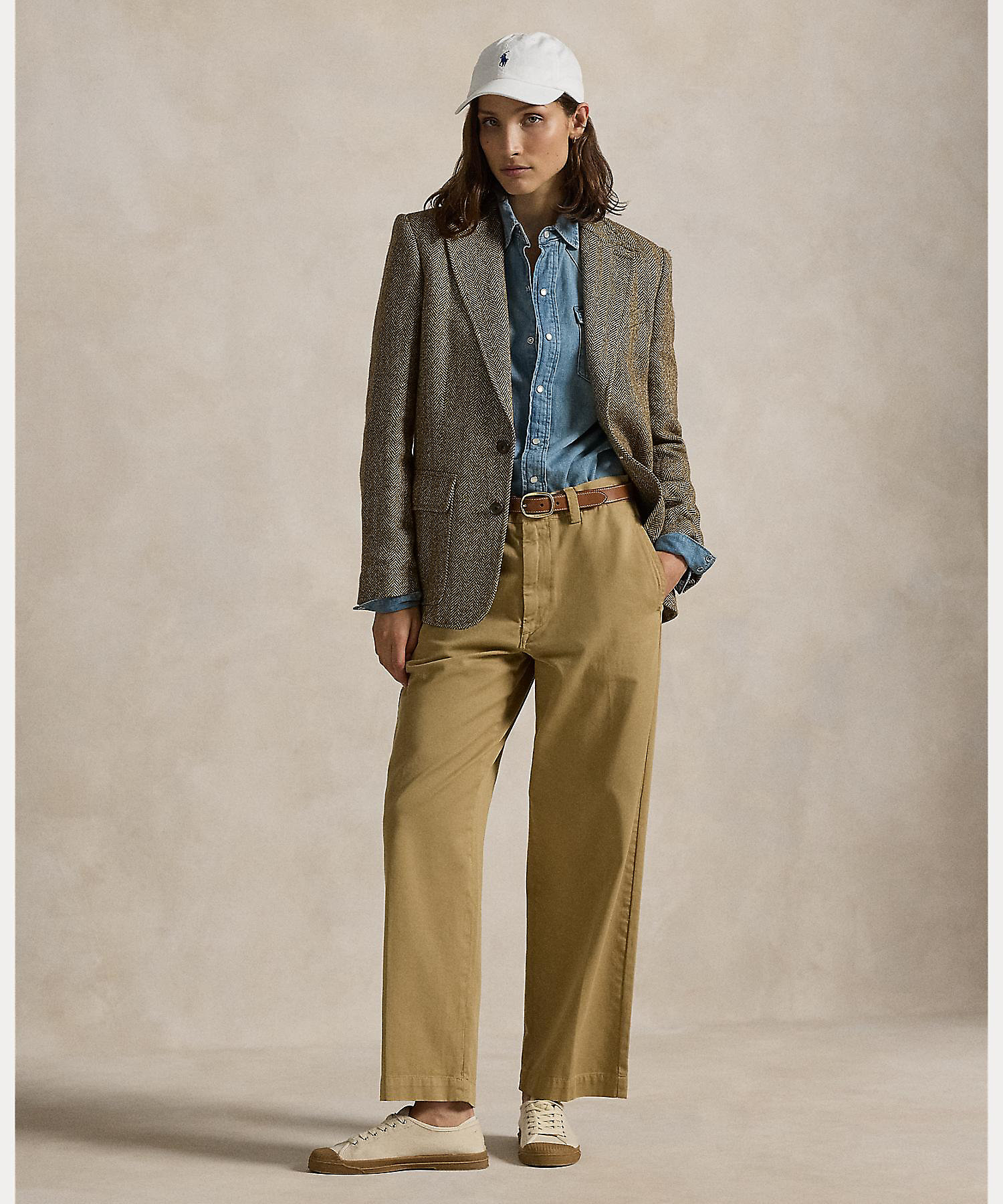 コットン チノ ストレートレッグ パンツ