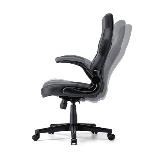 ゲーミングチェア 肘掛け跳ね上げ式 PUレザー ブラック グレー SNC