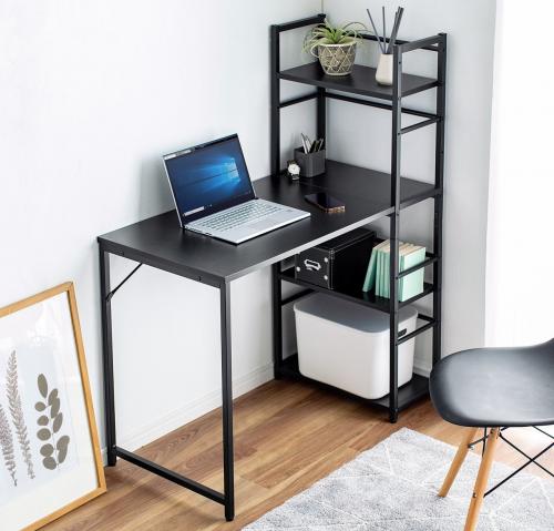 シェルフ付きデスク 幅100cm 奥行50cm ブラック 100-DESKH063BK【イス