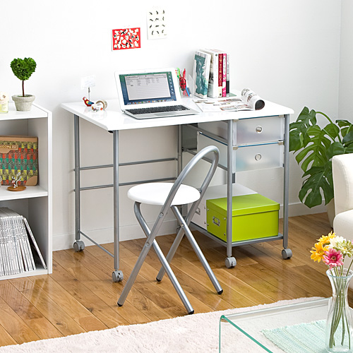 アウトレット】折りたたみデスク チェアセット ホワイト ZYK-DESK028W