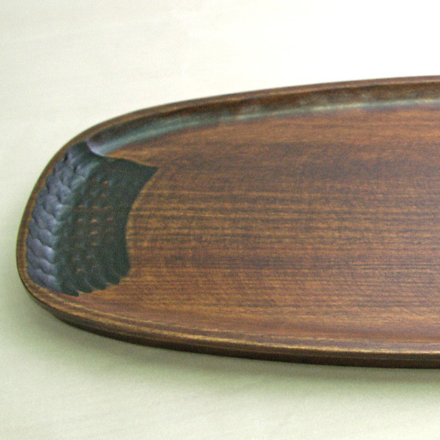 コーヒートレー 古代菊彫 木製 漆塗り トレー【製造中止】 漆器の井助