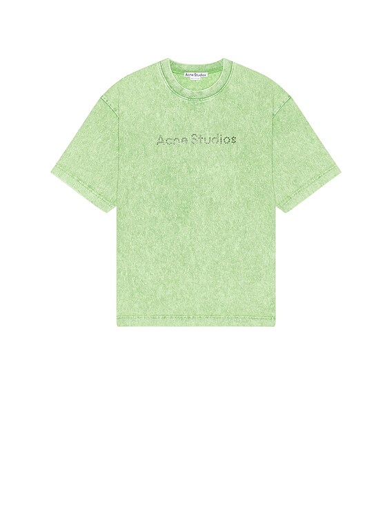 Acne Studios Exford University Stamp Stud T-shirt in Bright Green