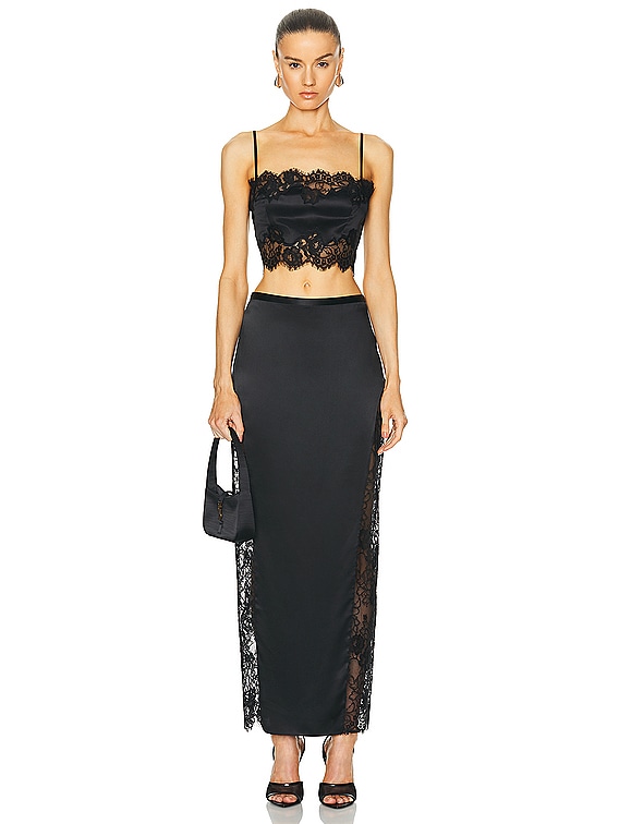 fleur du mal Silk And Lace Bandeau Top in Black | FWRD