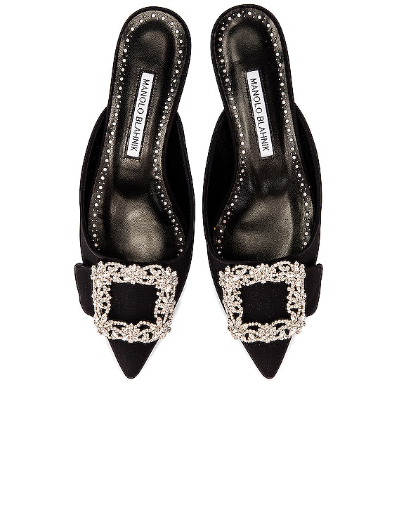 Manolo Blahnik Maysale 10 Jewel Mule in Black | FWRD