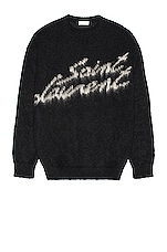 Saint Laurent Sweat 90's Jacquard Sweater in Noir & Natural | FWRD