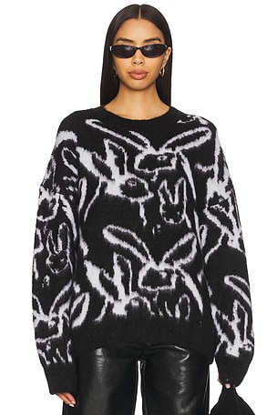 Yuhan Wang Lace Bow Sweatshirt in Black | REVOLVE
