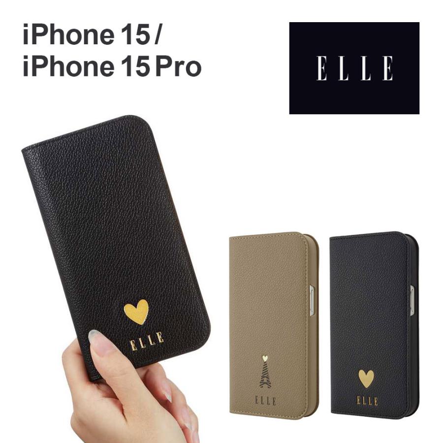 ELLE（エル） iPhone15 15Pro スマホケース ブランド 手帳型ケース