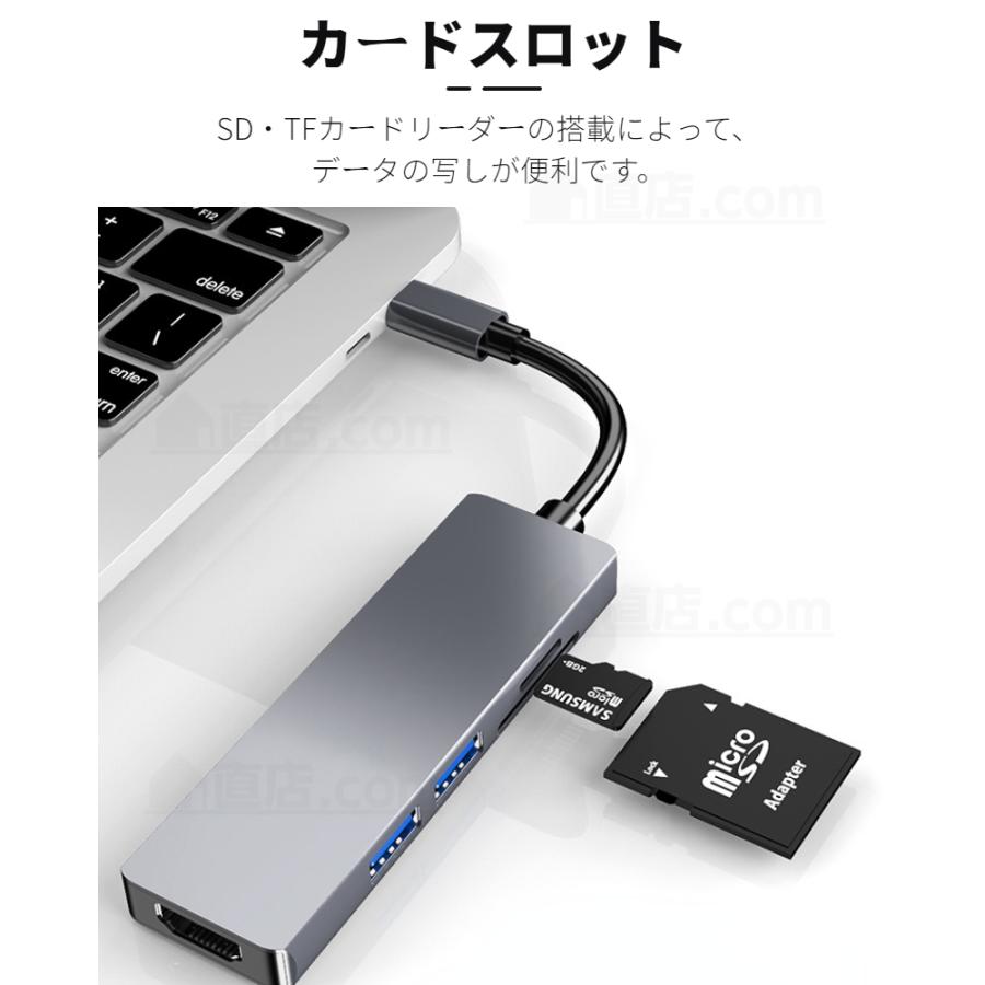 5in1 Type-C ハブ Apple MacBook Air 13 15.3 Pro 13/15用多機能変換