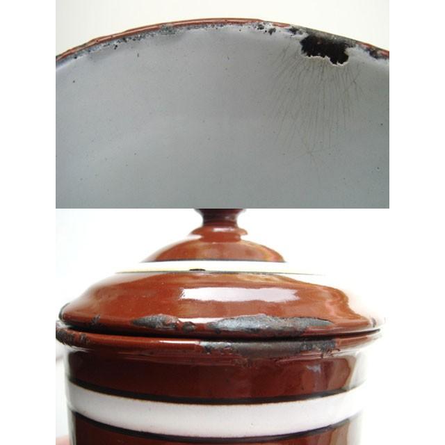 ホーローキャニスター 茶 3ピースセット B フランス アンティーク 保存