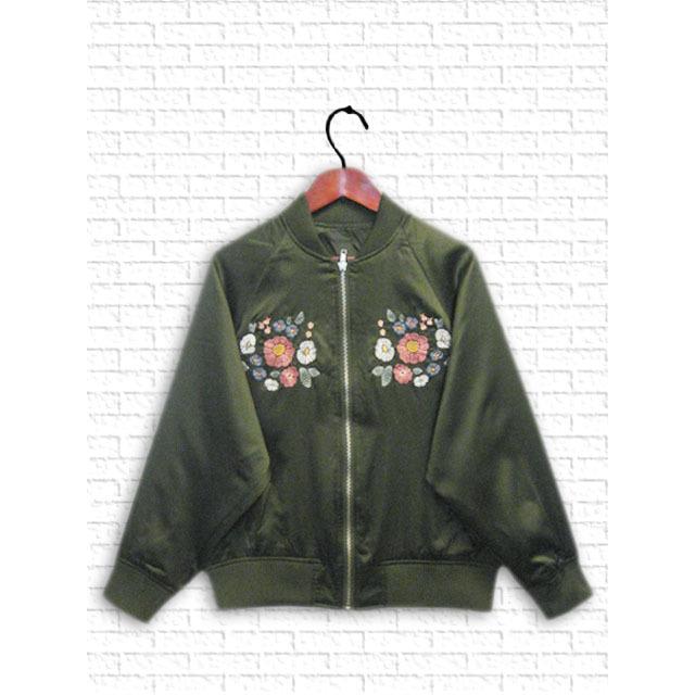 ブルゾン] 花柄刺繍入り裏地付きMA-1ジャケット : CloveR on-line