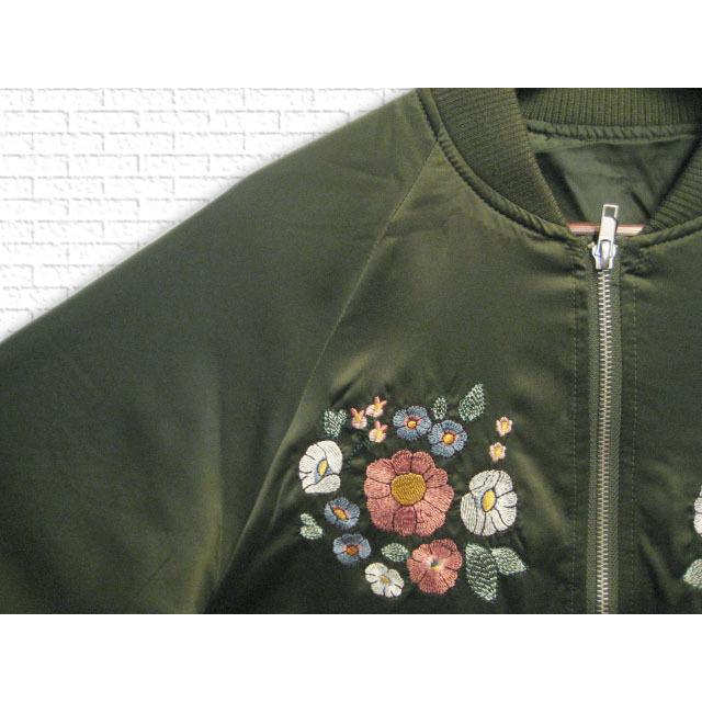 ブルゾン] 花柄刺繍入り裏地付きMA-1ジャケット : CloveR on-line