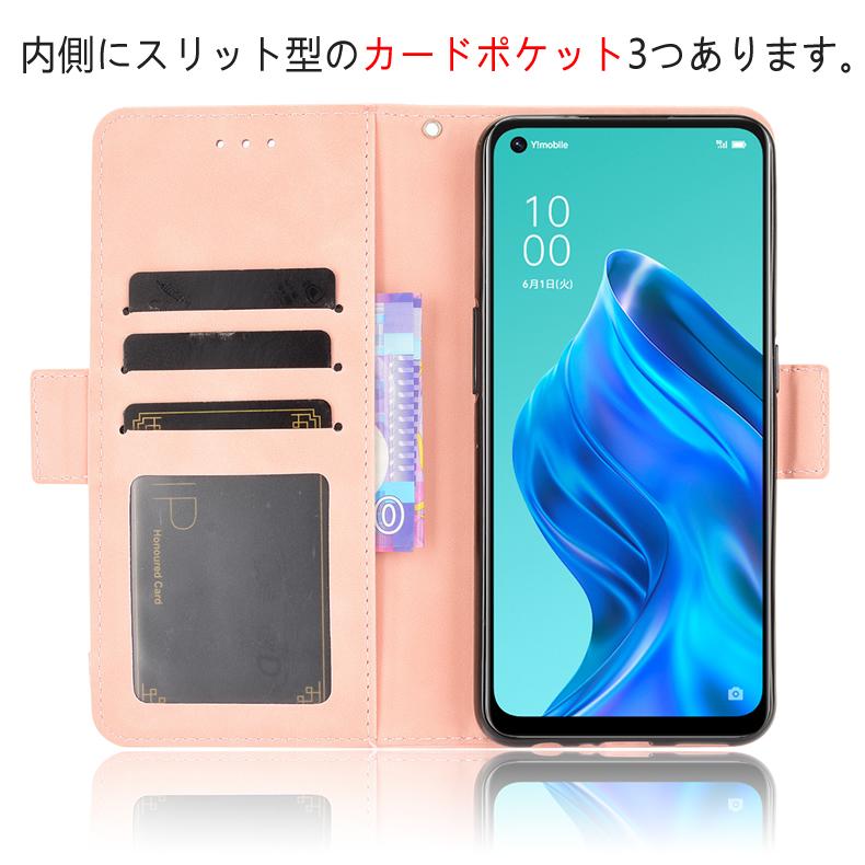 Reno OPPO Reno5 A 専用レザーケース 手帳型 カード収納付き