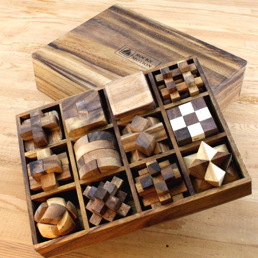 永久保存版】木製立体パズル12個＆知恵の輪12個のセット ギフトに最適