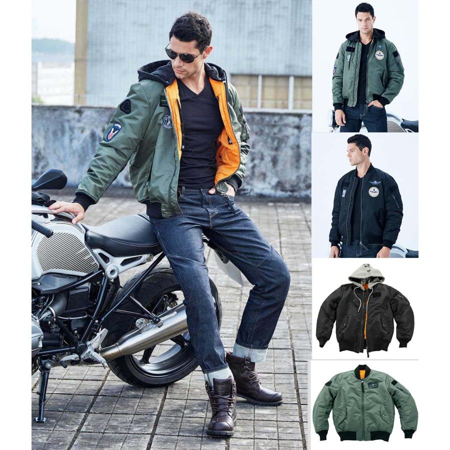 バイクジャケット メンズ プロテクター付き 防風防寒 フライト