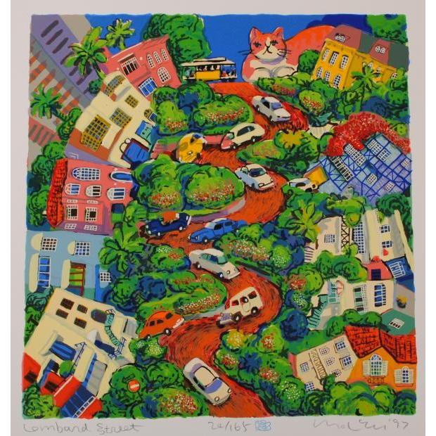 猫 絵画 ポップアート シルクスクリーン 版画 マイケル・ルー