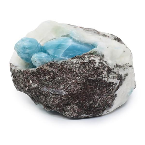 ラリマー 鉱石 鉱物 亀 カメ 彫刻 974g 天然石 パワーストーン