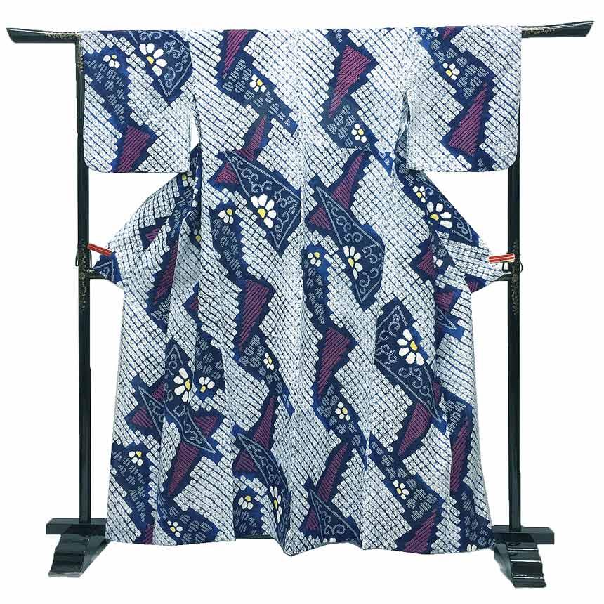 京やI496 本絞り 高級絞りの浴衣 有松絞り 有松鳴海絞 愛知県絞工業