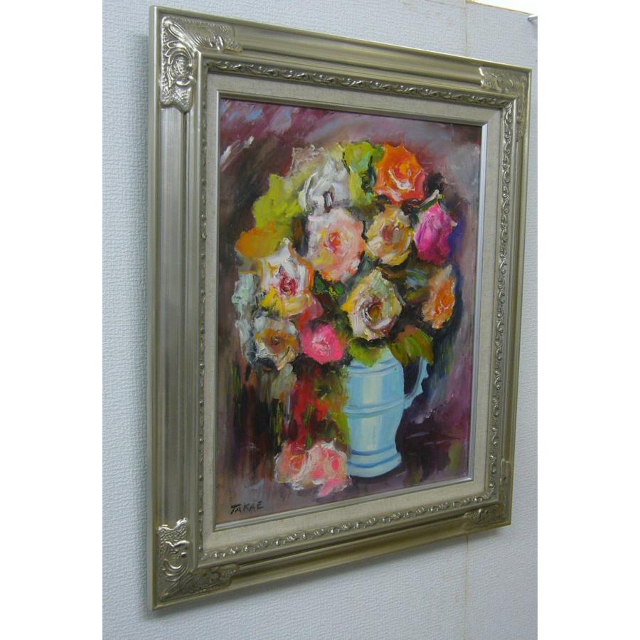 絵画 油絵 田村隆枝 肉筆油絵 静物画 バラと薔薇 F8送料無料 : アート
