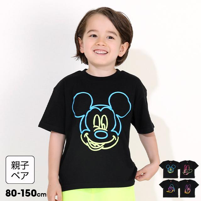 Disney（ディズニー） 親子ペア Tシャツ 子供服 親子お揃い ネオン発泡