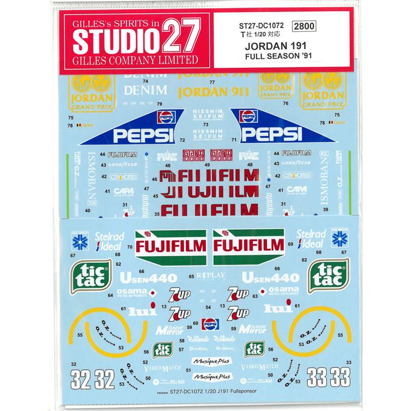 JORDAN 191 Full season'91 T社1/20対応 ジョーダン スタジオ27 ST27