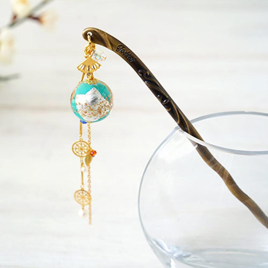 かんざし 京都清水坂ガラス館 正規 簪 ヘアアクセサリー 髪飾り 揺れる