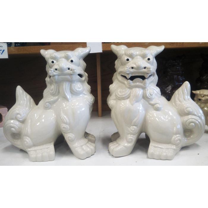 シーサー置物 門柱白 超特大 琉球焼 沖縄陶器 沖縄伝統工芸 全国送料