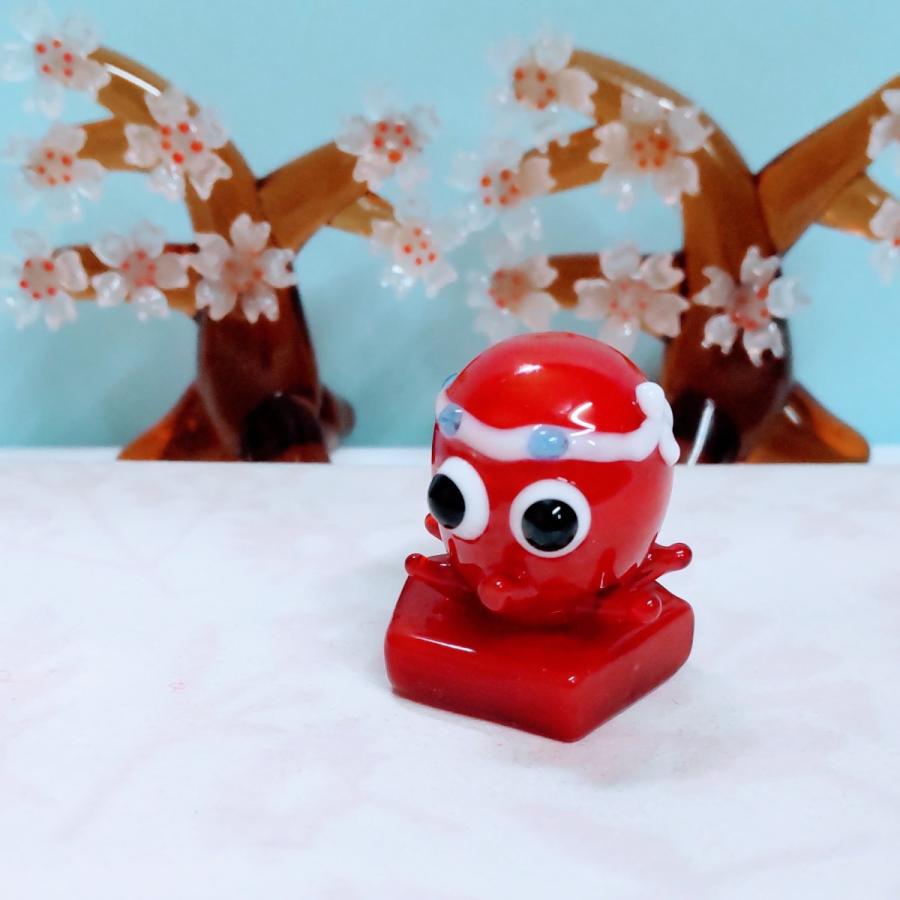 ガラス細工 オクトパス タコ 五角台付 ミニチュア 置物 雑貨 合格