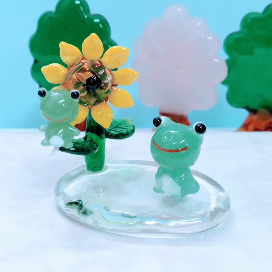 ガラス細工 ひまわりのステージ ミニチュア 雑貨 置物 小物 花 向日葵