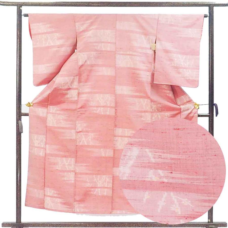 紬 身丈153cm 裄64cm レディース 袷 横段柄 裄Mサイズ 秋冬春用 正絹