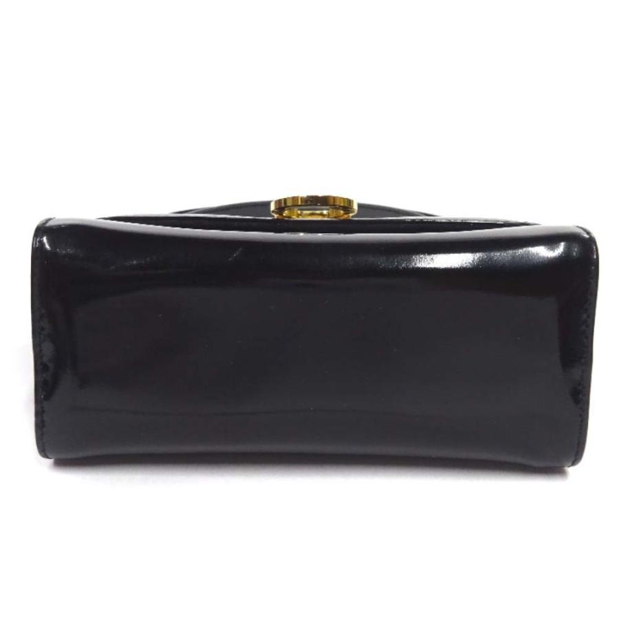 フェラガモ ガンチーニ ミニ ショルダーバッグ エナメル ブラック