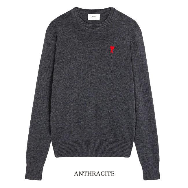 AMI PARIS アミパリス ハートロゴ刺繍 クルーネック ニットセーター