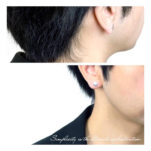 メンズピアス 片耳 シルバー シンプル スクエア 四角 スタッド 1P