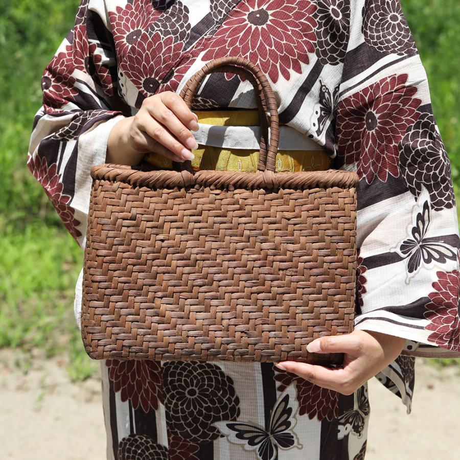 純国産 山形県大井沢 山葡萄 かごバッグ 網代編み 日本製 山ぶどう