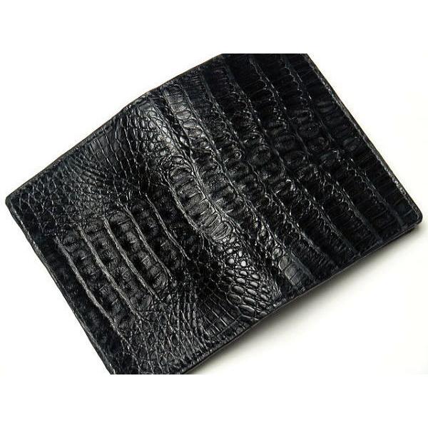 名刺入れ 本革 カイマンクロコダイル カードケース ブラック 黒