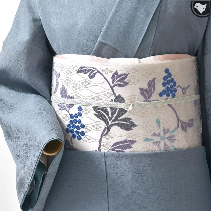 西陣 唐織 老舗 都 謹製 蔦花文様 九寸 名古屋帯 正絹 日本製【帯専門