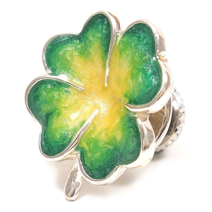 ピンブローチ ラペルピン シルバー925 四葉 クローバー イタリア製